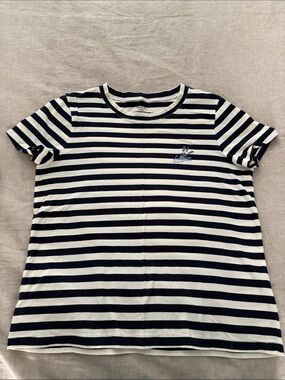 Madewell Navy and White Striped Short Sleeve Tee